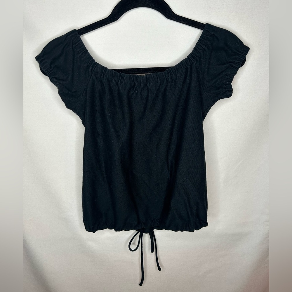 Madewell Womens Short sleeves, off the shoulder, black, cropped top